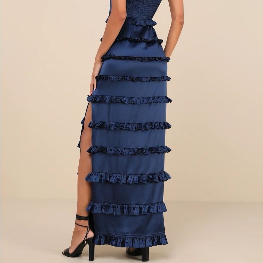 Lulu's Navy Blue Ruffle Maxi Dress - Picture 8 of 10